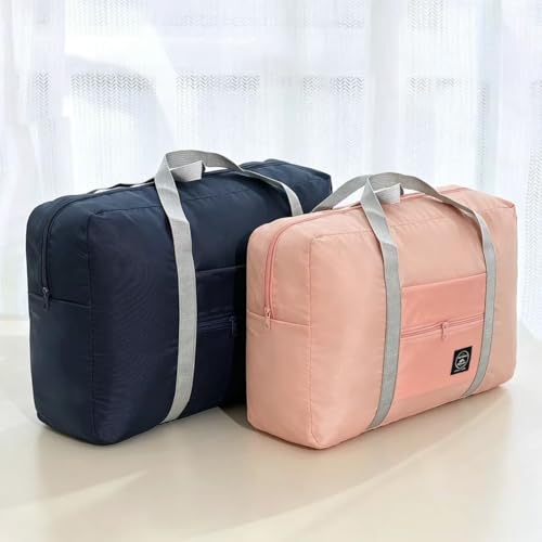 2pcs Foldable Travel Duffel Bag, Lightweight Waterproof Carry,Blue,Pink - color: Pink,Blue