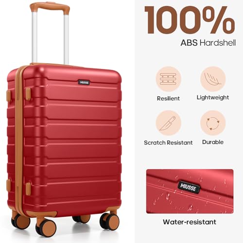 Carry on Luggage, Suitcase Set 3Piece with Backpack YKK zippers - color: Red