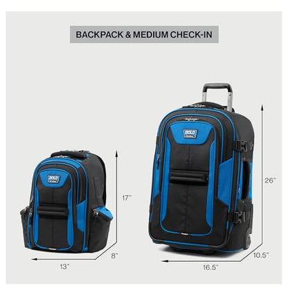 Travelpro Bold Softside Checked Medium Luggage & Backpack Set, Blue/Black - color: Blue, size: Medium