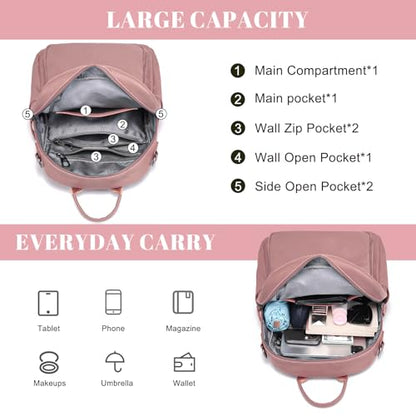BOYATU Genuine Leather Backpack Purse Women: Convertible Elegant Backpacks - color: 06 Medium-coral Pink