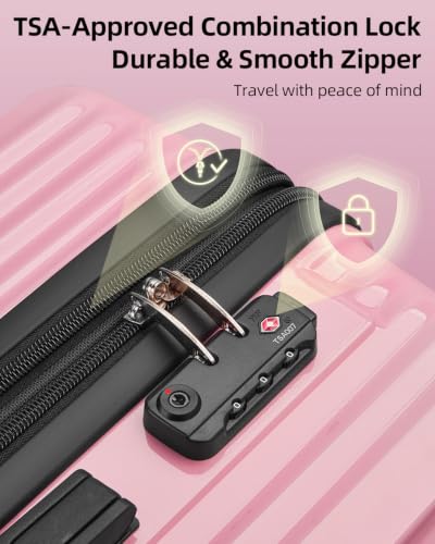 Checked Luggage, 24 Inch Expandable with Spinner Wheels, TSA Lock, Lightweight Travel Suitcase with Large Capacity - color: Blush Cloud, size: 24inch