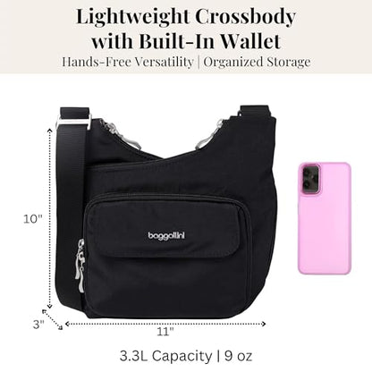 Baggallini Women Criss Cross Crossbody Bag - color: Black With Sand Lining