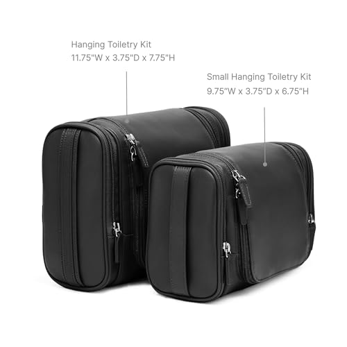 Leatherology Small Hanging Travel Toiletry Kit - Leather - Premium Ebony - color: Premium Ebony, size: Small