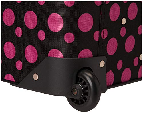 Rockland Fashion Softside Upright Luggage Set, Black/Pink Dot, 4-Piece (14/19/24/28) - color: Black Pink Dot, size: 4 Piece (28"/24"/19"/14" Tote)