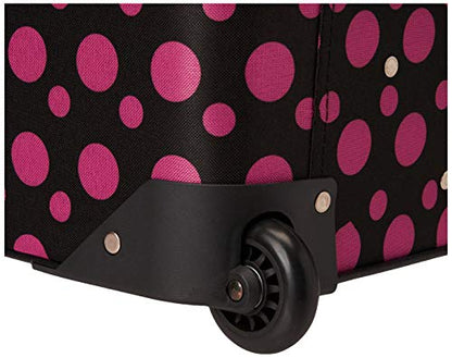 Rockland Fashion Softside Upright Luggage Set, Black/Pink Dot, 4-Piece (14/19/24/28) - color: Black Pink Dot, size: 4 Piece (28"/24"/19"/14" Tote)