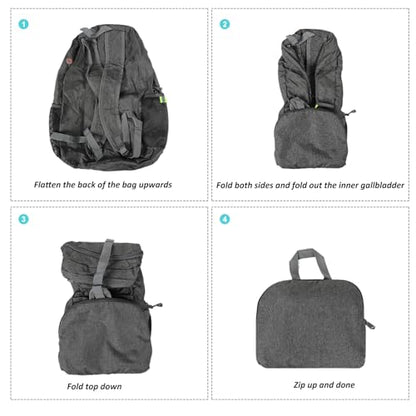 TANTOMI Ultra Lightweight Packable Backpack 25L - Foldable Hiking Daypack for Travel, Compact Pocket Gym Sack & City Commuting Gear - Gray - color: Dark Gray