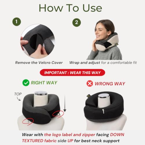 Travel Neck Pillow for Airplanes, 360° Chin Support, Deep Gray - color: Deep Gray