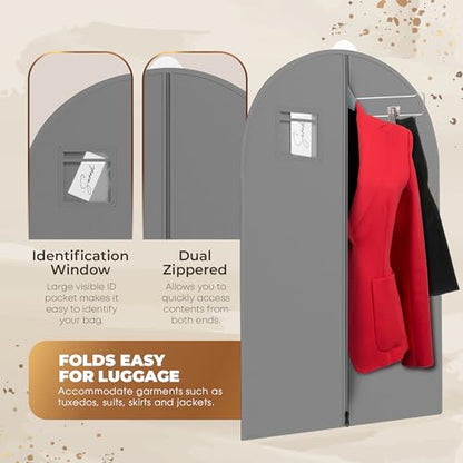 Your Bags Travel Garment Bag, Suit Bag, 40" x 24", Grey (Pack of 3) - color: Grey, size: 3 Pack
