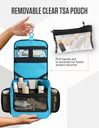 VENTURE 4TH Hanging Travel Toiletry Bag 18 Compartments - Tiffany Blue - color: Tiffany Blue