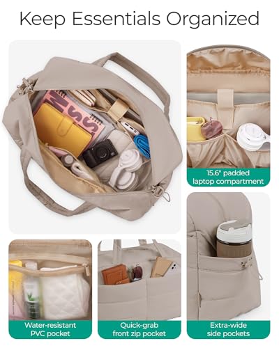 BAGSMART Gym Bag for Women, 2-PC Puffer Travel Duffle Bag Carry On Tote Bag - color: Cherry Red