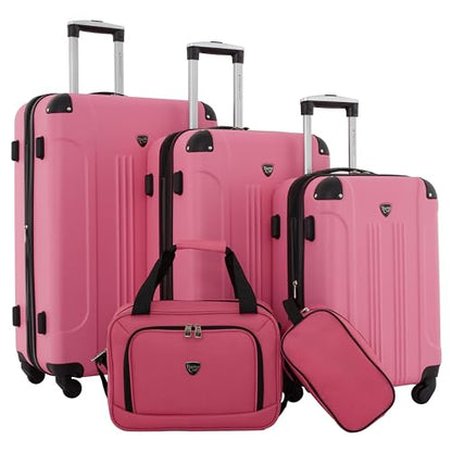 Travelers Club Chicago Hardside Expandable Spinner Luggage, Hot Pink, 5 Piece Set - color: Hot Pink, size: 5-Piece Set