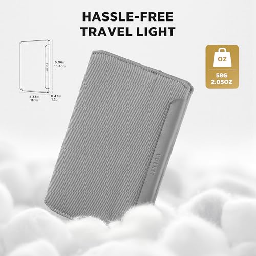 VULKIT RFID Passport Holder Slim Design Pocket Fitted Passport Cover Magnetic Closure, Single Passport Design - color: Grey