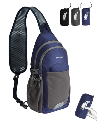 WATERFLY Packable Sling Bag RFID Travel Crossbody Backpack for Women Men - color: Blue