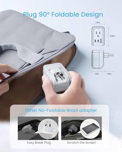 VINTAR Brazil Power Adapter 2 Pack, Foldable Type N Plug Adapter - style: Type N - Brazil