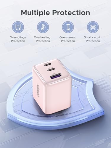 UGREEN 3포트 30W USB C 충전기 블록, GaN II 타입 C 고속 충전, 핑크 - color: 핑크