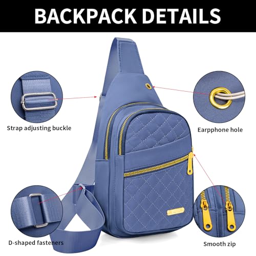 Aisijimo Small Sling Bag For Women Men Casual Crossbody Sling Backpack - color: Blue-8003