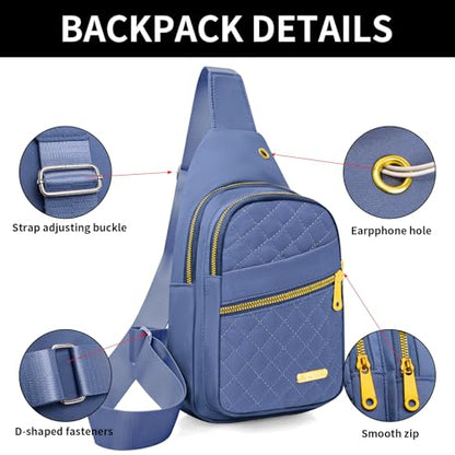 Aisijimo Small Sling Bag For Women Men Casual Crossbody Sling Backpack - color: Blue-8003