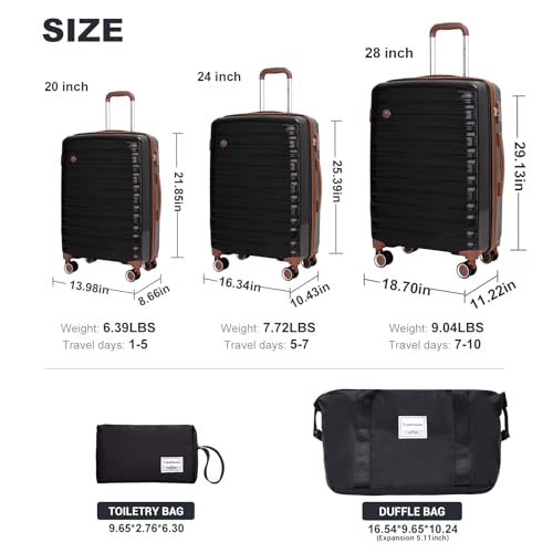 Travelhouse 5-Piece PP Hardside Luggage Set with Spinner Wheels & TSA Lock
