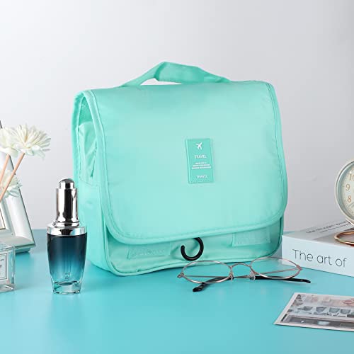 Hanging Toiletry Bag for Women, Portable Mint Green Travel Summer Beach Bag - color: Turquoise