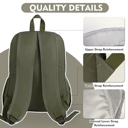 AOTIAN Large Backpack, Men Women Casual Daypack for College Travel Work - color: Green - 17 Inch