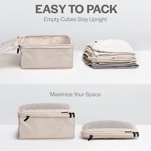 Aerotrunk Compression Packing Cubes for Travel, 6-Pack, Beige - color: Beige, size: 6-Pack