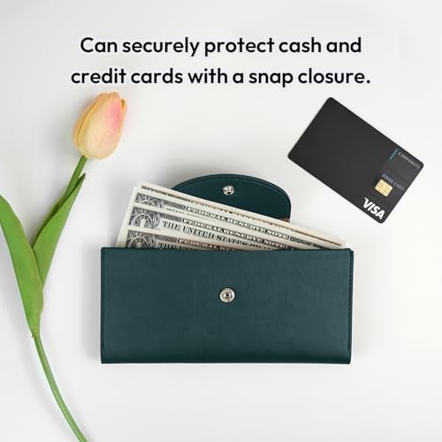 carrotez All-in-One Long Bifold 2-Tier PU Leather Wallet - Dark Green - color: Dark Green