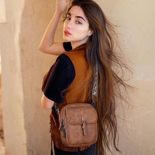 Leather Crossbody Bag for Women Small Anti Theft Messenger Purse - color: Dark Blue
