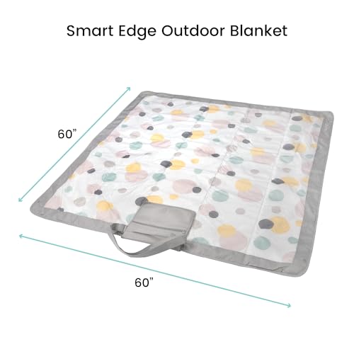 Lulyboo Waterproof Outdoor Blanket with Smart-Edge Snapping Corners, 60x60 Inch Picnic & Beach Blanket, Machine Washable, Foldable with Carrying Bag & Adjustable Strap, Sand & Grass Resistant