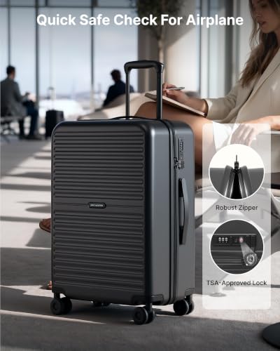 LONG VACATION Luggage Sets, 3 Piece, 20 Inch Carry On Hardshell Suitcase - color: Black, size: 3 Piece Set (20in/BP/TB)