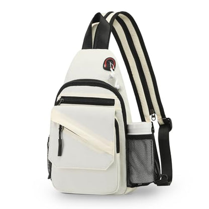 Sling Bag for Men Women,Convertible Crossbody Backpack Chest Bag - color: Beige, size: Small