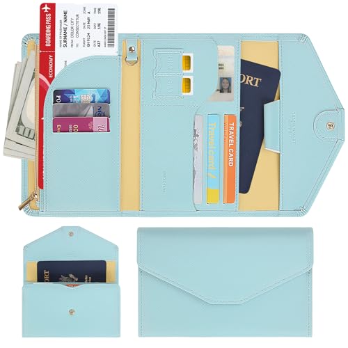 ZOPPEN Passport Holder Travel Wallet Organizer for Women,Paradise Blue - color: Paradise Blue