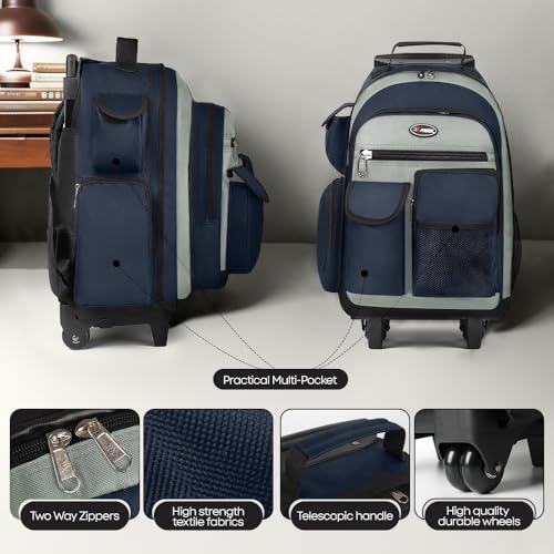20" 2-in-1,Wheeled Travel Luggage Bag w/Telescopic Handle - color: JH-2560-Blue-20