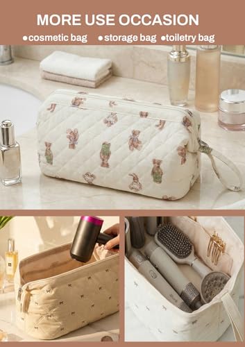 TeeYee Hair Tools 다이슨 에어랩 퀼트 세면도구 가방용 여행 가방, 베이지보우 - color: 베이지보우