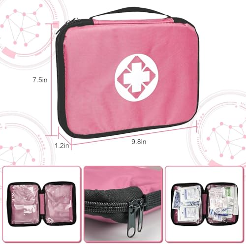 First Aid Kit 305PCS Car Home Camping Essentials Pink 1st Aid - color: Pink-305pcs