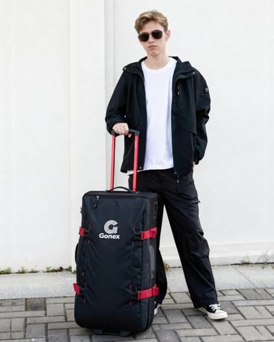 Gonex Rolling Duffle Bag with Wheels, Water-Repellent Nylon, 30 in, Black - color: Black & Red