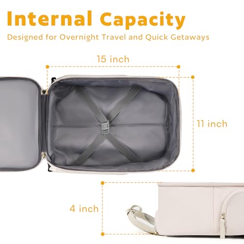 Arcoyard Underseat Carry On Luggage with Wheels, 17.3" Personal Item Bag - color: Beige