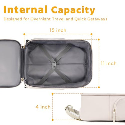 Arcoyard Underseat Carry On Luggage with Wheels, 17.3" Personal Item Bag - color: Beige