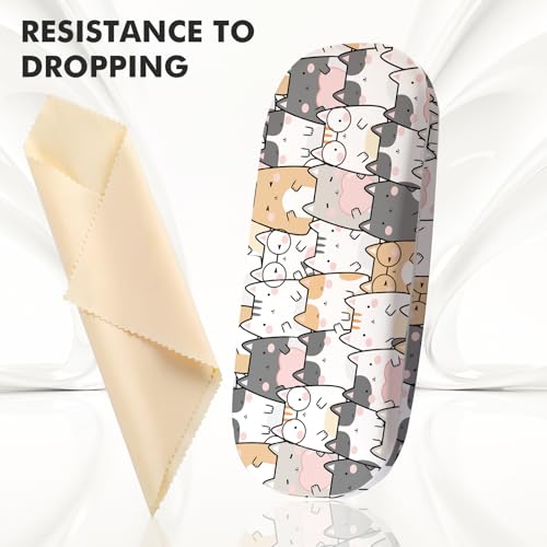 Glasses Case Hard Shell,Portable Protective Eyeglasses Case, Eyeglass Holder Box with Cleaning Cloth, for men women - color: Cat