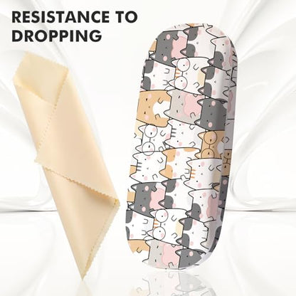 Glasses Case Hard Shell,Portable Protective Eyeglasses Case, Eyeglass Holder Box with Cleaning Cloth, for men women - color: Cat