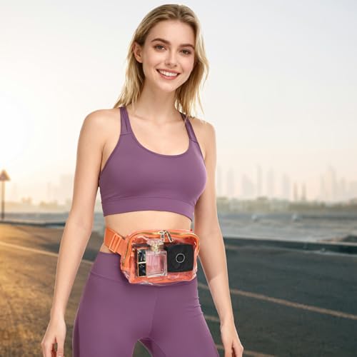 PREDAY Clear Fanny Pack Women Small Transparent Stadium Approved Belt Bag - color: Orange