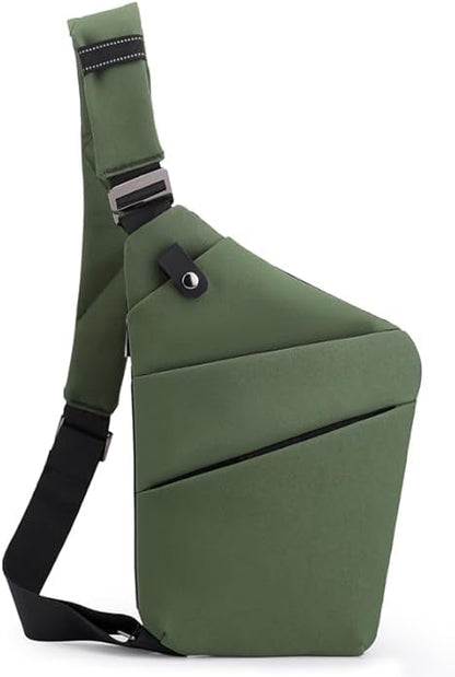 Anti Theft Travel Bag Sling Cross-body Bag Large Capacity - color: Green, style: Left Shoulder
