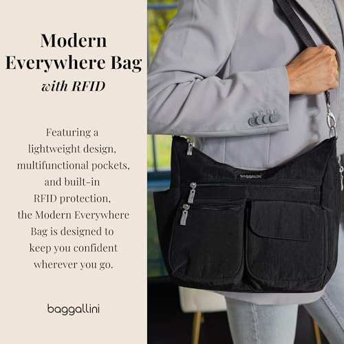 Baggallini Modern Everywhere Crossbody Bag for Women 11x9x4.5 Rfid Hobo Bag - color: Moonrock