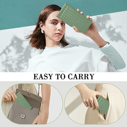Squeeze Top Sunglass Pouch - Portable Sunglass Organizer Pouch Bags Soft PU Leather Glasses 2 Pack - color: Matcha Green-light Beige