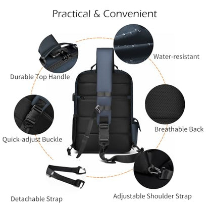 Leaper Crossbody Messenger Bag for Men: 13L Multi-pocket Satchel Sling Bags - color: Dark Blue