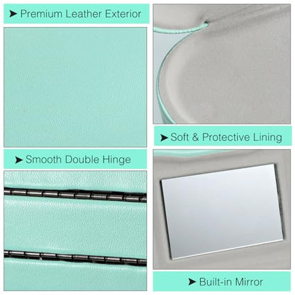 MoKo Double Eyeglass Case,Glasses and contact case 2 in 1 with Mirror - color: Green