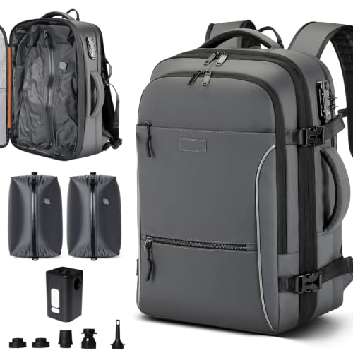 70L Travel Backpack With Vacuum Compression System,Grey - color: Grey