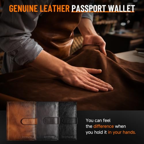 Likesing RFID Blocking Passport Holder, Leather Passport Cover for Men-CB - color: Coffee Brown