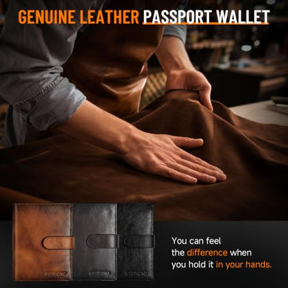 Likesing RFID Blocking Passport Holder, Leather Passport Cover for Men-CB - color: Coffee Brown