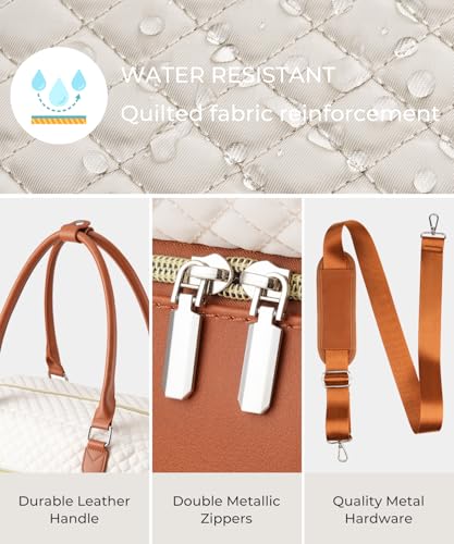 Weekender Bags for Women, Large Travel Duffel Bag Carry on Overnight Bag with Shoe Compartment and Toiletry Bag for Travel Business Gym Hospital, Beige Brown - color: Beige Brown