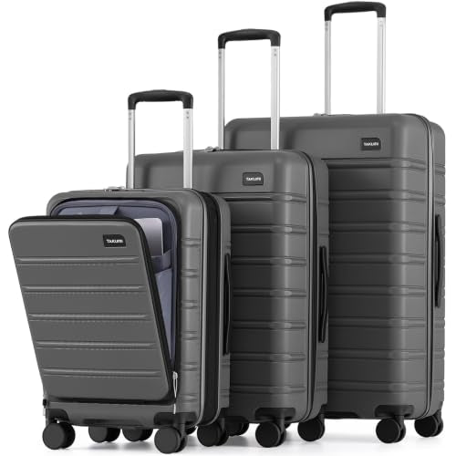 TAKUMI Suitcases with Wheels, Expandable Carry on Luggage, 3 Piece Set - color: Grey, size: 20/24/28 Inch - 3-Piece Set